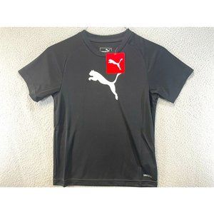 PUMA Kids Youth Small Short-Sleeve Shirt Black - Center White Logo